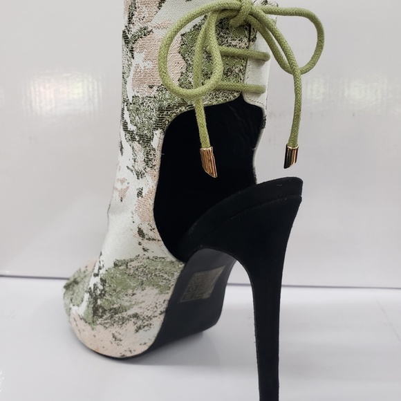Olive Green Print 5" High Heel Shoes - Picture 7 of 8